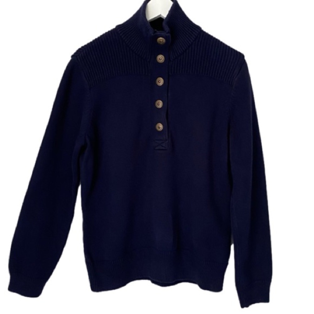 LAUREN RALPH LAUREN Sweater Green Label Snap Front Long Sleeve Navy Blue Size XL